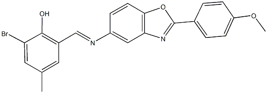 2-bromo-6-({[2-(4-methoxyphenyl)-1,3-benzoxazol-5-yl]imino}methyl)-4-methylphenol Struktur