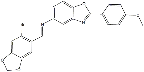 N-[(6-bromo-1,3-benzodioxol-5-yl)methylene]-N-[2-(4-methoxyphenyl)-1,3-benzoxazol-5-yl]amine Struktur