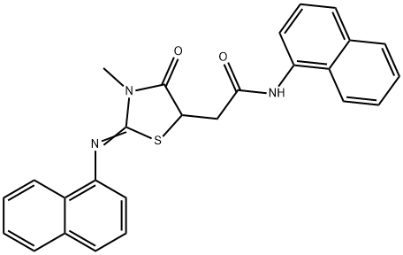 2-[3-methyl-2-(1-naphthylimino)-4-oxo-1,3-thiazolidin-5-yl]-N-(1-naphthyl)acetamide Struktur