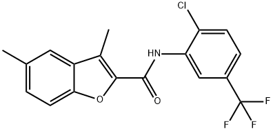 N-[2-chloro-5-(trifluoromethyl)phenyl]-3,5-dimethyl-1-benzofuran-2-carboxamide Struktur