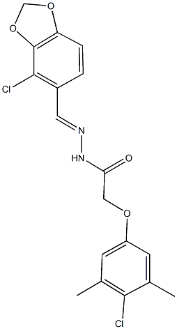 N'-[(4-chloro-1,3-benzodioxol-5-yl)methylene]-2-(4-chloro-3,5-dimethylphenoxy)acetohydrazide Struktur