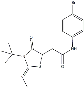 N-(4-bromophenyl)-2-[3-tert-butyl-2-(methylimino)-4-oxo-1,3-thiazolidin-5-yl]acetamide Struktur