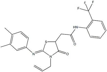 2-{3-allyl-2-[(3,4-dimethylphenyl)imino]-4-oxo-1,3-thiazolidin-5-yl}-N-[2-(trifluoromethyl)phenyl]acetamide Struktur