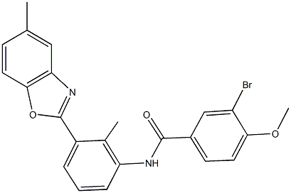 3-bromo-4-methoxy-N-[2-methyl-3-(5-methyl-1,3-benzoxazol-2-yl)phenyl]benzamide Struktur