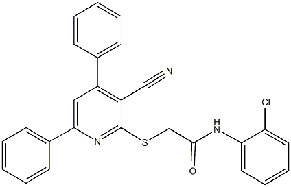 N-(2-chlorophenyl)-2-[(3-cyano-4,6-diphenyl-2-pyridinyl)sulfanyl]acetamide Struktur