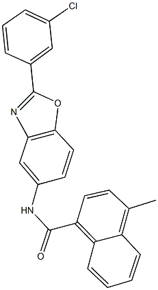 N-[2-(3-chlorophenyl)-1,3-benzoxazol-5-yl]-4-methyl-1-naphthamide Struktur