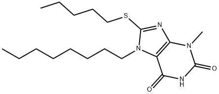 3-methyl-7-octyl-8-(pentylsulfanyl)-3,7-dihydro-1H-purine-2,6-dione Struktur