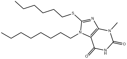 8-(hexylsulfanyl)-3-methyl-7-octyl-3,7-dihydro-1H-purine-2,6-dione Struktur