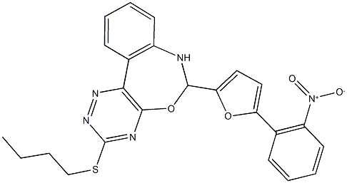 3-(butylsulfanyl)-6-(5-{2-nitrophenyl}-2-furyl)-6,7-dihydro[1,2,4]triazino[5,6-d][3,1]benzoxazepine Struktur