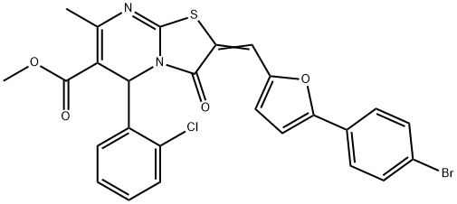 methyl 2-{[5-(4-bromophenyl)-2-furyl]methylene}-5-(2-chlorophenyl)-7-methyl-3-oxo-2,3-dihydro-5H-[1,3]thiazolo[3,2-a]pyrimidine-6-carboxylate Struktur