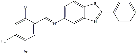 4-bromo-6-{[(2-phenyl-1,3-benzothiazol-5-yl)imino]methyl}-1,3-benzenediol Struktur