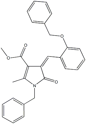 methyl 1-benzyl-4-[2-(benzyloxy)benzylidene]-2-methyl-5-oxo-4,5-dihydro-1H-pyrrole-3-carboxylate Struktur