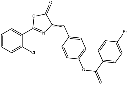 4-[(2-(2-chlorophenyl)-5-oxo-1,3-oxazol-4(5H)-ylidene)methyl]phenyl 4-bromobenzoate Struktur