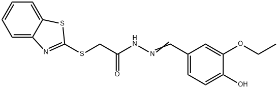 2-(1,3-benzothiazol-2-ylsulfanyl)-N'-(3-ethoxy-4-hydroxybenzylidene)acetohydrazide Struktur