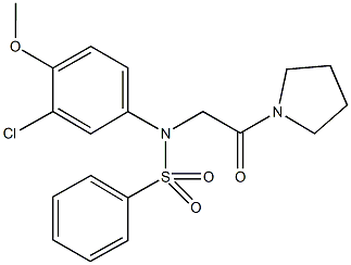 N-(3-chloro-4-methoxyphenyl)-N-[2-oxo-2-(1-pyrrolidinyl)ethyl]benzenesulfonamide Struktur