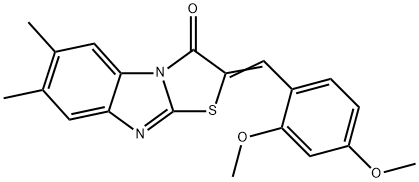 2-(2,4-dimethoxybenzylidene)-6,7-dimethyl[1,3]thiazolo[3,2-a]benzimidazol-3(2H)-one Struktur