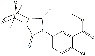 methyl 2-chloro-5-(1,7-dimethyl-3,5-dioxo-10-oxa-4-azatricyclo[5.2.1.0~2,6~]dec-8-en-4-yl)benzoate Struktur