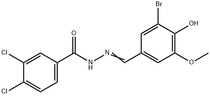 N'-(3-bromo-4-hydroxy-5-methoxybenzylidene)-3,4-dichlorobenzohydrazide Struktur