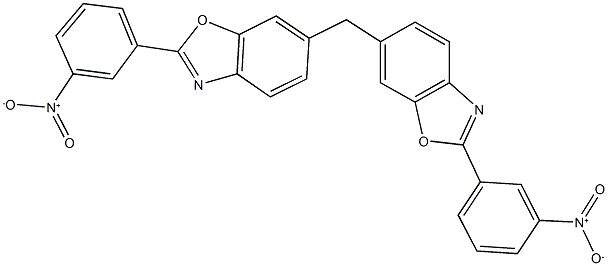 2-{3-nitrophenyl}-6-[(2-{3-nitrophenyl}-1,3-benzoxazol-6-yl)methyl]-1,3-benzoxazole Struktur