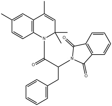 2-[1-benzyl-2-oxo-2-(2,2,4,6-tetramethyl-1(2H)-quinolinyl)ethyl]-1H-isoindole-1,3(2H)-dione Struktur