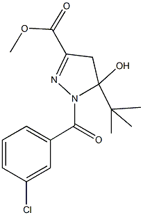 methyl 5-tert-butyl-1-(3-chlorobenzoyl)-5-hydroxy-4,5-dihydro-1H-pyrazole-3-carboxylate Struktur