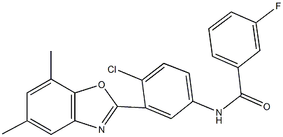 N-[4-chloro-3-(5,7-dimethyl-1,3-benzoxazol-2-yl)phenyl]-3-fluorobenzamide Struktur