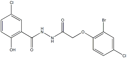 N'-[(2-bromo-4-chlorophenoxy)acetyl]-5-chloro-2-hydroxybenzohydrazide Struktur