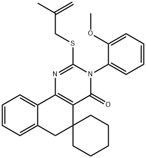 3-(2-methoxyphenyl)-2-[(2-methyl-2-propenyl)sulfanyl]-4-oxo-3,4,5,6-tetrahydrospiro(benzo[h]quinazoline-5,1'-cyclohexane) Struktur