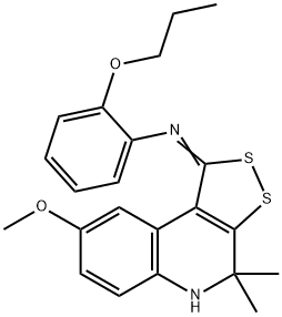 N-(8-methoxy-4,4-dimethyl-4,5-dihydro-1H-[1,2]dithiolo[3,4-c]quinolin-1-ylidene)-N-(2-propoxyphenyl)amine Struktur