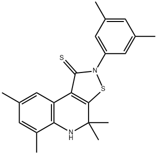 2-(3,5-dimethylphenyl)-4,4,6,8-tetramethyl-4,5-dihydroisothiazolo[5,4-c]quinoline-1(2H)-thione Struktur