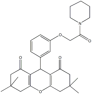 3,3,6,6-tetramethyl-9-{3-[2-oxo-2-(1-piperidinyl)ethoxy]phenyl}-3,4,5,6,7,9-hexahydro-1H-xanthene-1,8(2H)-dione Struktur