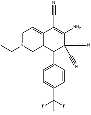 6-amino-2-ethyl-8-[4-(trifluoromethyl)phenyl]-2,3,8,8a-tetrahydro-5,7,7(1H)-isoquinolinetricarbonitrile Struktur