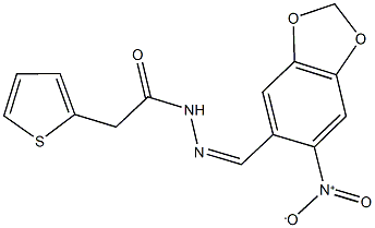 N'-({6-nitro-1,3-benzodioxol-5-yl}methylene)-2-(2-thienyl)acetohydrazide Struktur