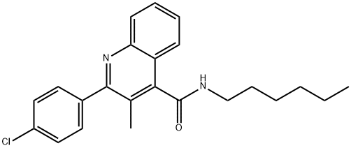 2-(4-chlorophenyl)-N-hexyl-3-methyl-4-quinolinecarboxamide Struktur