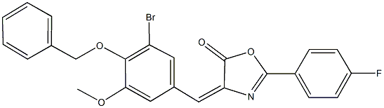 4-[4-(benzyloxy)-3-bromo-5-methoxybenzylidene]-2-(4-fluorophenyl)-1,3-oxazol-5(4H)-one Struktur