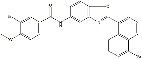 3-bromo-N-[2-(5-bromo-1-naphthyl)-1,3-benzoxazol-5-yl]-4-methoxybenzamide Struktur