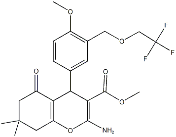 methyl 2-amino-4-{4-methoxy-3-[(2,2,2-trifluoroethoxy)methyl]phenyl}-7,7-dimethyl-5-oxo-5,6,7,8-tetrahydro-4H-chromene-3-carboxylate Struktur