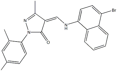 4-{[(4-bromo-1-naphthyl)amino]methylene}-2-(2,4-dimethylphenyl)-5-methyl-2,4-dihydro-3H-pyrazol-3-one Struktur