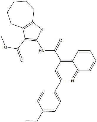 methyl 2-({[2-(4-ethylphenyl)-4-quinolinyl]carbonyl}amino)-5,6,7,8-tetrahydro-4H-cyclohepta[b]thiophene-3-carboxylate Struktur