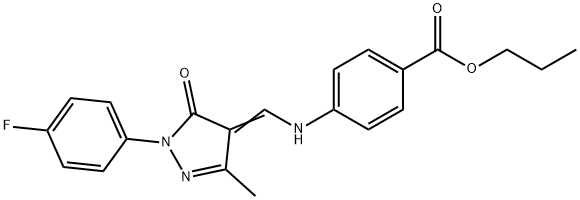 propyl 4-({[1-(4-fluorophenyl)-3-methyl-5-oxo-1,5-dihydro-4H-pyrazol-4-ylidene]methyl}amino)benzoate Struktur