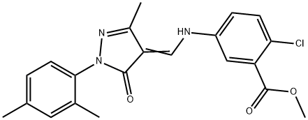 methyl 2-chloro-5-({[1-(2,4-dimethylphenyl)-3-methyl-5-oxo-1,5-dihydro-4H-pyrazol-4-ylidene]methyl}amino)benzoate Struktur