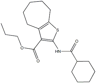 propyl 2-[(cyclohexylcarbonyl)amino]-5,6,7,8-tetrahydro-4H-cyclohepta[b]thiophene-3-carboxylate Struktur