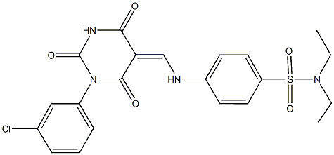 4-{[(1-(3-chlorophenyl)-2,4,6-trioxotetrahydro-5(2H)-pyrimidinylidene)methyl]amino}-N,N-diethylbenzenesulfonamide Struktur