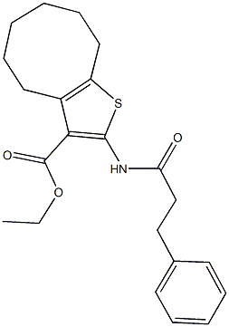 ethyl 2-[(3-phenylpropanoyl)amino]-4,5,6,7,8,9-hexahydrocycloocta[b]thiophene-3-carboxylate Struktur