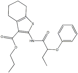 propyl 2-[(2-phenoxybutanoyl)amino]-4,5,6,7-tetrahydro-1-benzothiophene-3-carboxylate Struktur