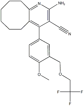 2-amino-4-{4-methoxy-3-[(2,2,2-trifluoroethoxy)methyl]phenyl}-5,6,7,8,9,10-hexahydrocycloocta[b]pyridine-3-carbonitrile Struktur