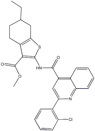 methyl 2-({[2-(2-chlorophenyl)-4-quinolinyl]carbonyl}amino)-6-ethyl-4,5,6,7-tetrahydro-1-benzothiophene-3-carboxylate Struktur