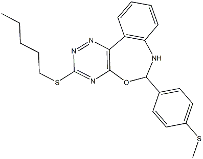 6-[4-(methylsulfanyl)phenyl]-3-(pentylsulfanyl)-6,7-dihydro[1,2,4]triazino[5,6-d][3,1]benzoxazepine Struktur