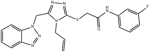 2-{[4-allyl-5-(1H-1,2,3-benzotriazol-1-ylmethyl)-4H-1,2,4-triazol-3-yl]sulfanyl}-N-(3-fluorophenyl)acetamide Struktur