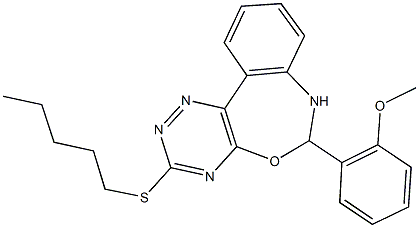 6-(2-methoxyphenyl)-3-(pentylsulfanyl)-6,7-dihydro[1,2,4]triazino[5,6-d][3,1]benzoxazepine Struktur